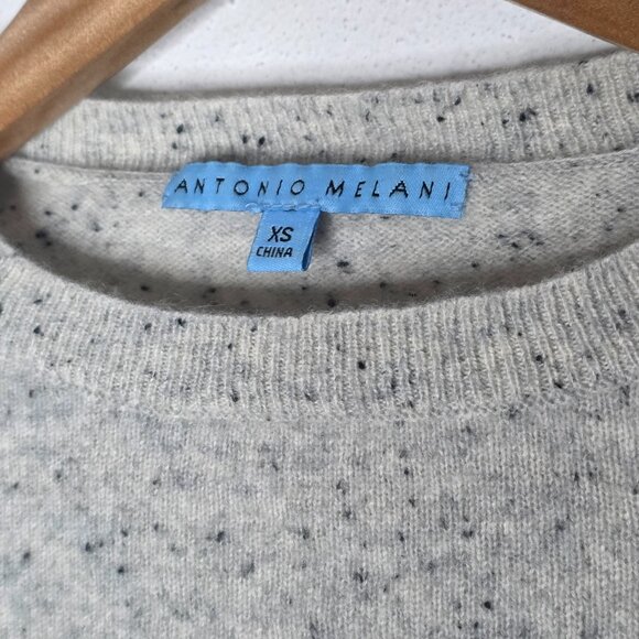 Antonio Melani 100% Cashmere Gray Ruffle Long Sleeve Sweater Women's XS - Picture 4 of 6